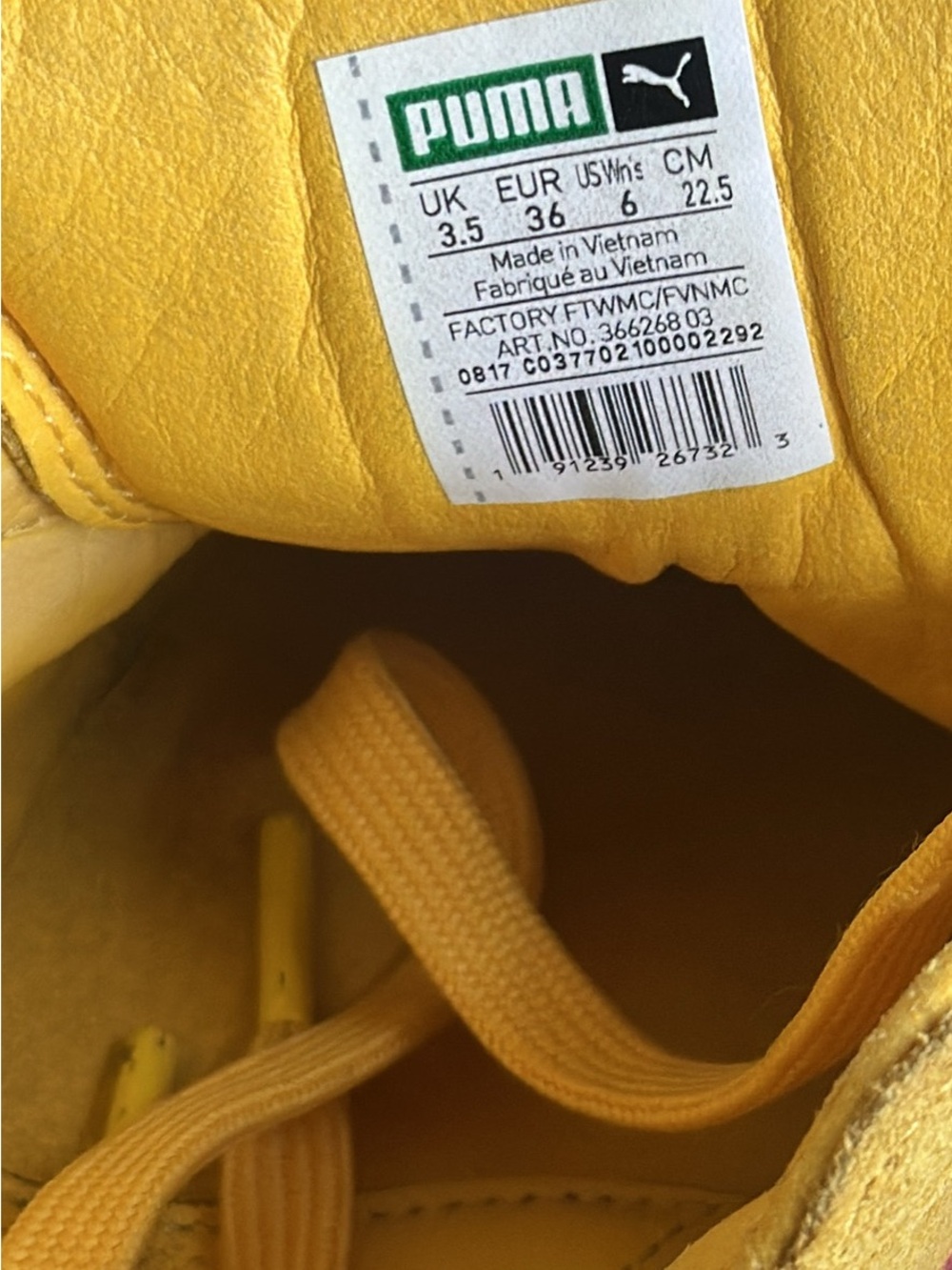 PUMA Yellow Suede Platform Sneakers with Pink Stripe - Picture 5 of 5